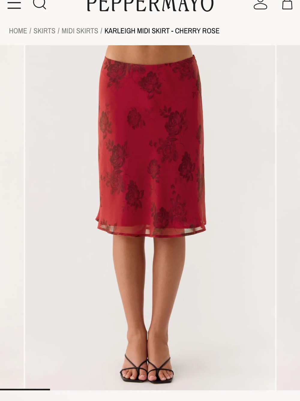 Peppermayo Cherry Rose Floral Midi Skirt